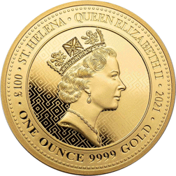 Pre-Owned 2021 St Helena The Queen's Virtues Victory 1oz Gold Coin