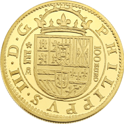 Pre-Owned 2018 Spanish 150th Anniversary 2 Escudos Proof Design Gold Coin