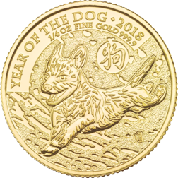 Pre-Owned 2018 UK Lunar Dog 1/4 oz Gold Coin
