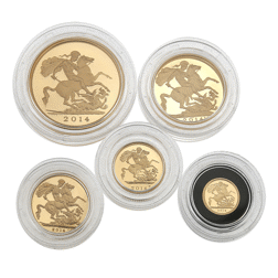 Pre-Owned 2014 UK Five Coin Sovereign Collection Gold Proof Set