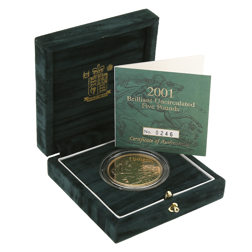 Pre-Owned 2001 UK Quintuple Sovereign £5 Brilliant Uncirculated Gold Coin