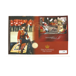 Pre-Owned 2005 UK Full Sovereign Gold Coin & Trooping the Colour Stamp Cover