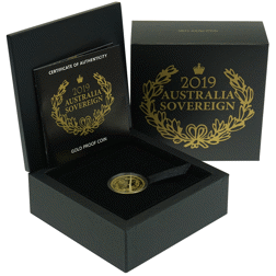 Pre-Owned 2019 Perth Mint Australia Full Sovereign Proof Gold Coin