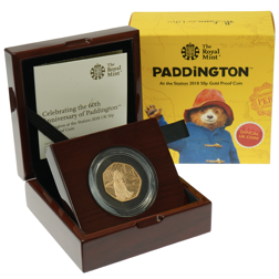 Pre-Owned 2018 UK 'Paddington at the Station' Proof Gold 50p Coin