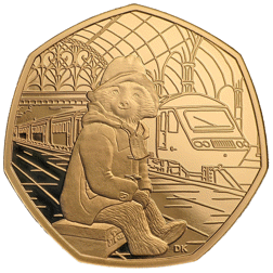 Pre-Owned 2018 UK 'Paddington at the Station' Proof Gold 50p Coin