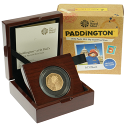 Pre-Owned 2019 UK 'Paddington at St Paul's' Gold Proof 50p Coin