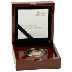 Pre-Owned 2019 UK '50 Years of the 50p Anniversary' 50p Piedfort Proof Gold Coin