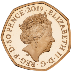 Pre-Owned 2019 UK '50 Years of the 50p Anniversary' 50p Piedfort Proof Gold Coin