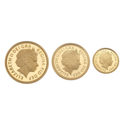 Pre-Owned 2014 UK Standard Proof Gold Sovereign 3-Coin Set - Missing Outer Sleeve