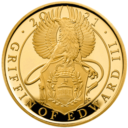 Pre-Owned 2021 UK Queen’s Beasts Griffin 1/4oz Proof Gold Coin
