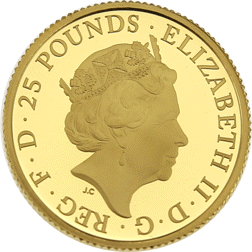 Pre-Owned 2021 UK Queen’s Beasts White Greyhound of Richmond 1/4oz Proof Gold Coin