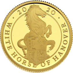 Pre-Owned 2020 UK Queen’s Beasts The White Horse of Hanover 1/4oz Proof Gold Coin