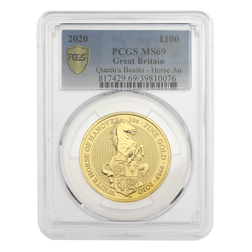 Pre-Owned 2020 UK Queen’s Beasts - White Horse 1oz Gold Coin - PCGS Graded MS69 - 817429.69/39810076