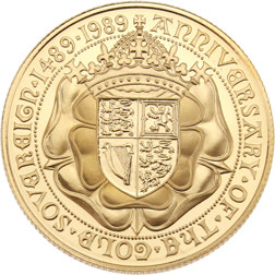 Pre-Owned 1989 UK 500th Anniversary Double Sovereign Proof Gold Coin