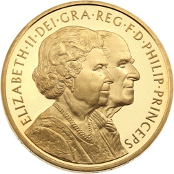 Pre-Owned 2007 UK Diamond Wedding £5 Proof Design Gold Crown Coin
