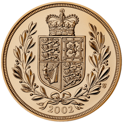 Pre-Owned 2002 UK Shield £5 Brilliant Uncirculated Gold Coin