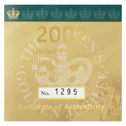 Pre-Owned 2002 UK Shield £5 Brilliant Uncirculated Gold Coin
