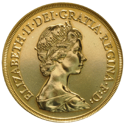 Pre-Owned 1984 UK Quintuple Sovereign Proof Design Gold Coin