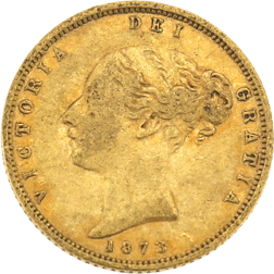 Pre-Owned 1873 London Mint DN.256 Victorian 'Shield' Half Sovereign Gold Coin