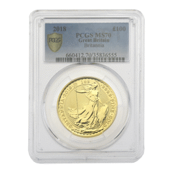 Pre-Owned 2018 UK Britannia 1oz Gold Coin - PCGS Graded MS70 - 35836555