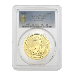 Pre-Owned 2019 UK Britannia 1oz Gold Coin - PCGS Graded MS69 - 37381148