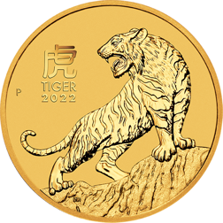 Pre-Owned 2022 Australian Lunar Tiger 1/4oz Gold Coin