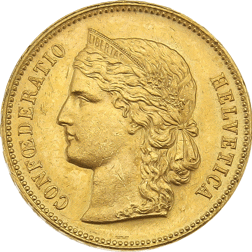 Pre-Owned 1895 Swiss 20 Franc Helvetia Gold Coin