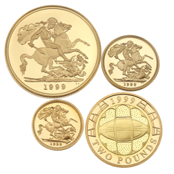 Pre-Owned 1999 UK Sovereign Proof Gold 4-Coin Collection