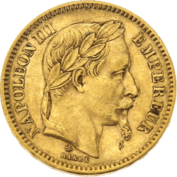 Pre-Owned 1865 French 20 Franc Gold Coin