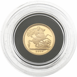 Pre-Owned 2009 UK Quarter Sovereign Proof Gold Coin - Missing Outer Box