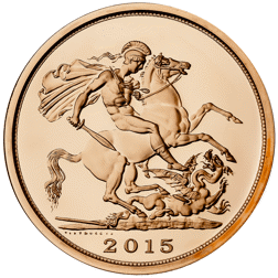 Pre-Owned 2015 UK Quintuple Sovereign Brilliant Uncirculated Gold Coin