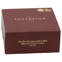 Pre-Owned 2015 UK Quintuple Sovereign Brilliant Uncirculated Gold Coin