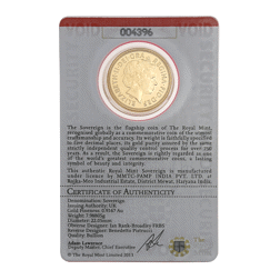 Pre-Owned 2013 India Mint Full Sovereign Gold Coin - Carded