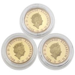 Pre-Owned 2018 - 2020 UK 250th Anniversary of Captain James Cook £2 Gold Proof 3-Coin Set