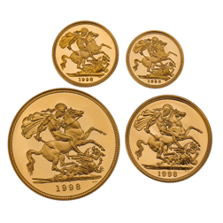 Pre-Owned 1998 UK Sovereign Proof Gold 4-Coin Set
