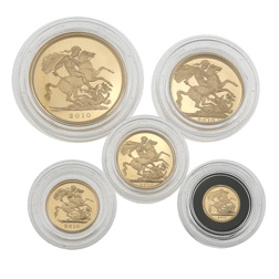 Pre-Owned UK 2010 Gold Proof Sovereign 5-Coin Set - Missing Outer Box