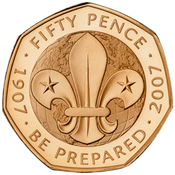 Pre-Owned 2007 UK Scouts - 100 Years of Adventure Proof Gold 50p Coin