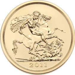 Pre-Owned 2011 UK Quintuple Sovereign £5 Brilliant Uncirculated Gold Coin - Missing Outer Box