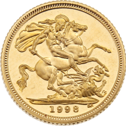 Pre-Owned 1998 UK Half Sovereign Proof Design Gold Coin