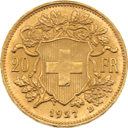 Pre-Owned 1927 Swiss 20 Franc Helvetia Gold Coin