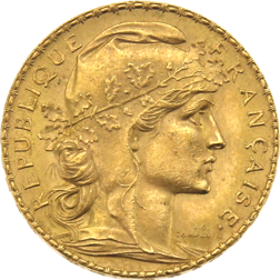 Pre-Owned 1912 French 20 Franc 'Rooster' Gold Coin