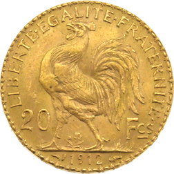 Pre-Owned 1912 French 20 Franc 'Rooster' Gold Coin