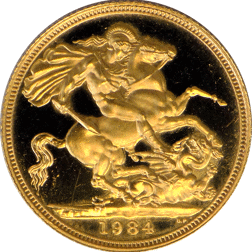 Pre-Owned 1984 UK Full Sovereign Proof Design Gold Coin
