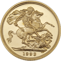 Pre-Owned 1993 UK Full Sovereign Proof Design Gold Coin