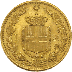 Pre-Owned 1881 Italian Umberto I 20 Lire Gold Coin