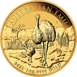 Pre-Owned 2021 Australian Emu 1oz Gold Coin