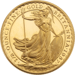 Pre-Owned 1987 UK Britannia 1/2oz Proof Design Gold Coin