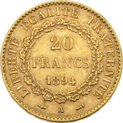 Pre-Owned 1894 French 20 Franc Lucky Angel Gold Coin | Out Of Stock