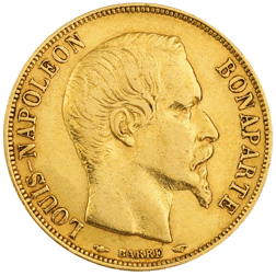 Pre-Owned 1852 French Napoleon III Wreath 20 Franc Gold Coin
