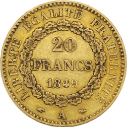 Pre-Owned 1849 French 20 Franc Lucky Angel Gold Coin